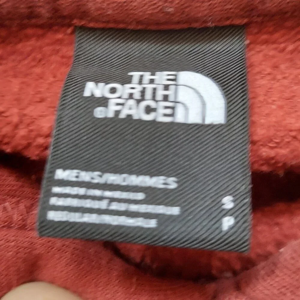 The North Face Logo Pullover Hooded Sweatshirt Mens Size Small Maroon Red